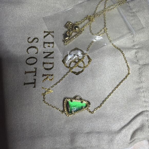 Kendra Scott Cheer Gold Short Pendant Necklace Emerald Illusion NWT Dust Pouch - Picture 5 of 7